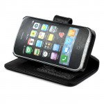 Wholesale iPhone 4S / 4 Simple Flip Leather Wallet Case (Black)